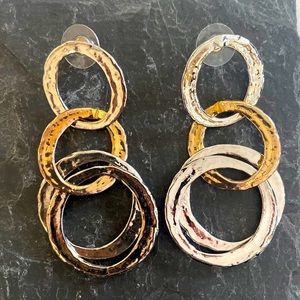 Handcrafted silver and gold ring earrings